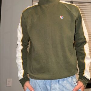 Topman Olive and Cream Crewneck Sweater